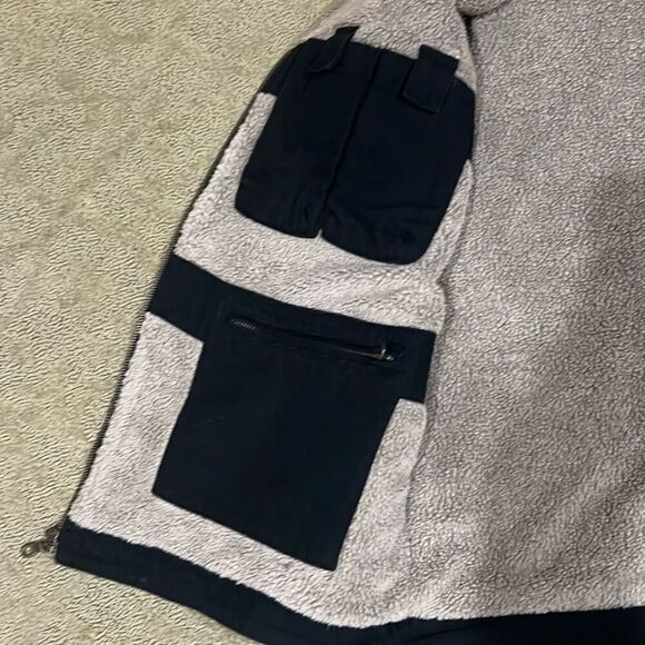 Duluth Trading Co Men’s Large Black with Interior Khaki Fleece Full Zip Hunting - Picture 9 of 11